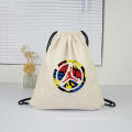 Natural white recycled cotton canvas drawstring travelling bag